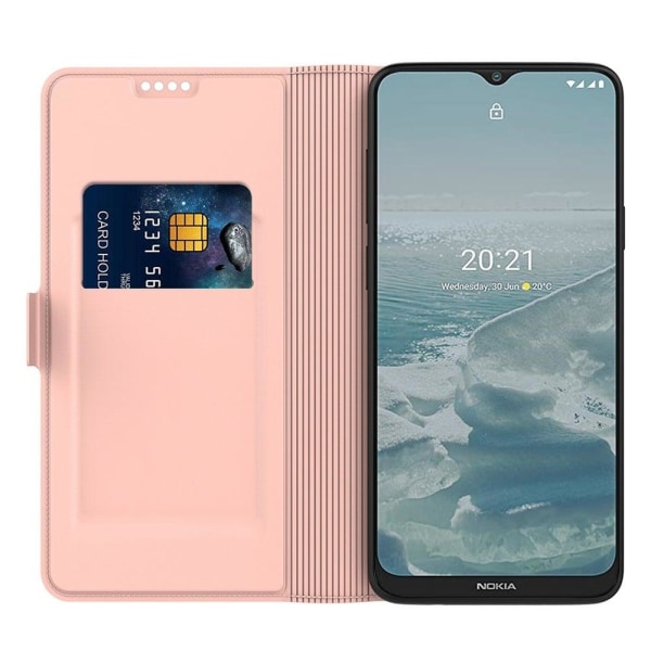 Sileä ja ohut premium-PU-nahkakotelo Nokia 7.2 - Ruusukulta Pink