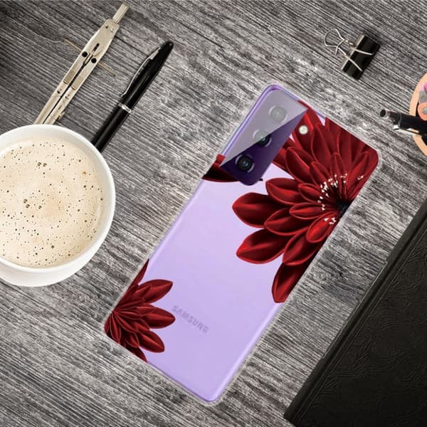 Deco Samsung Galaxy S21 FE Etui - Rød Blomst Red