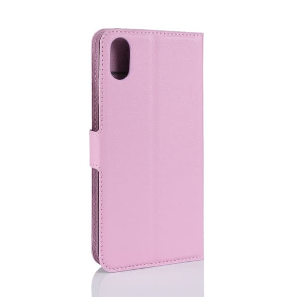 iPhone Xr litchi tekstur læder flip cover - Pink Pink