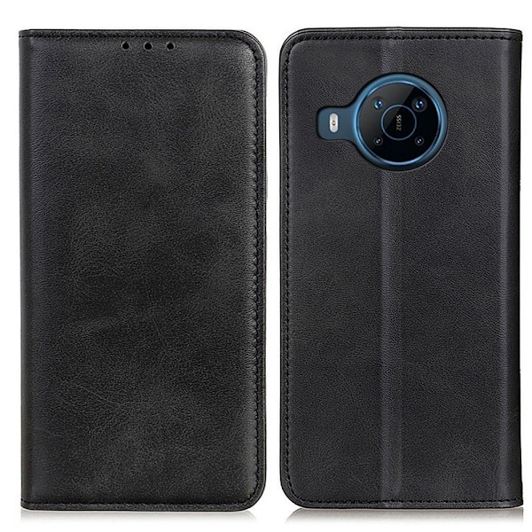 Motorola Moto E30 flip etui i ægte læder med pung – Sort Black