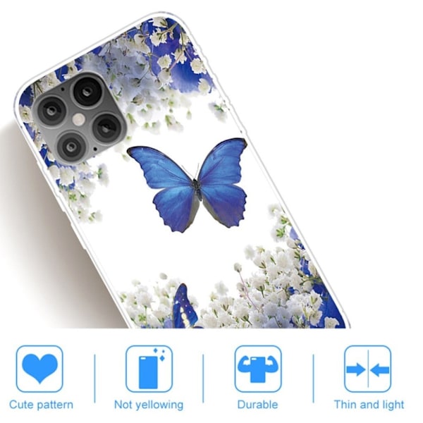 Butterfly läder iPhone 12 Pro / iPhone 12 Skal - Blå Blå