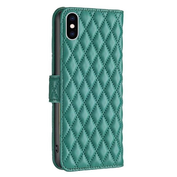 Matt iPhone Xs fodral med rombmönster - Grön Grön