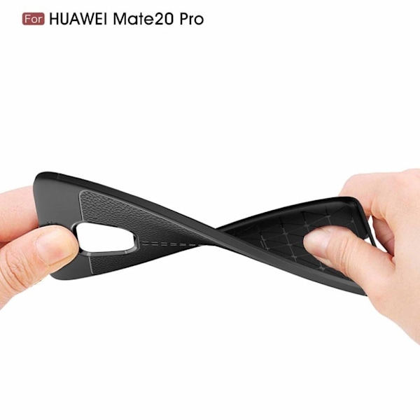 Huawei Mate 20 Pro beskyttelsesetui i silikone med Litchi tekstur - Sort Black