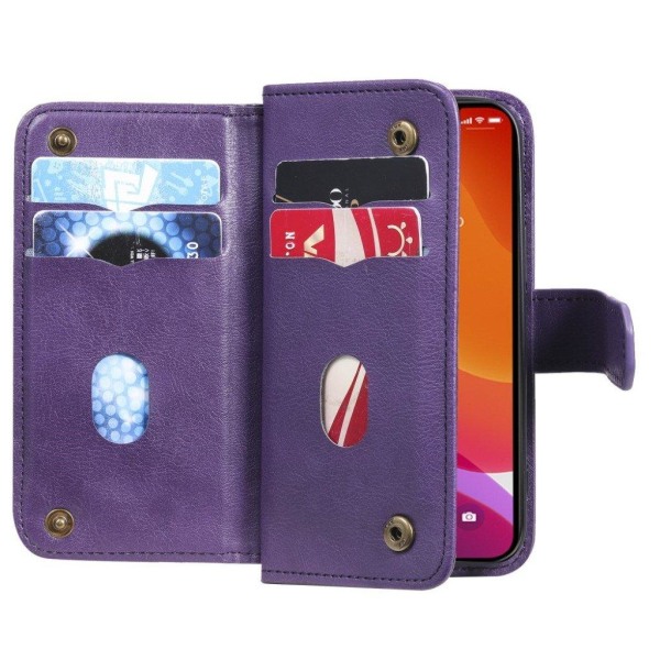 10-slot Lompakko Suojakotelo For iPhone 13 Mini - Violetti Purple