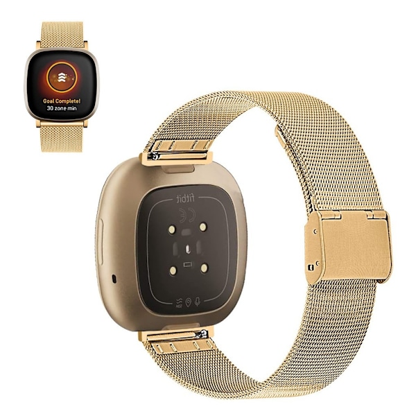 Fitbit Sense / Versa 3 elegantti ruostumattomasta teräksestä valmistettu ranneke - Kulta Gold