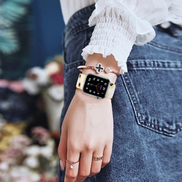 Apple Watch 42mm - 44mm joustava tyylikäs kellohihna - Auringonkukat Multicolor
