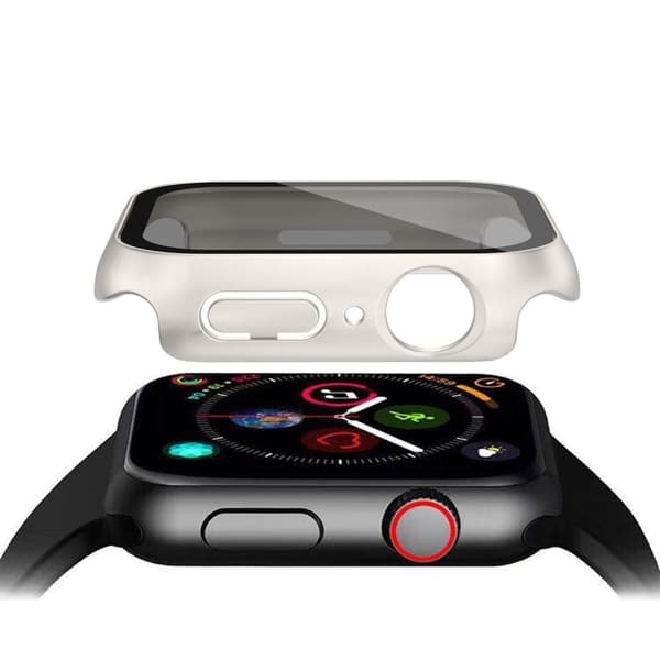 Apple Watch Series 8 (45mm) cover with tempered glass - Silver Silvergrå