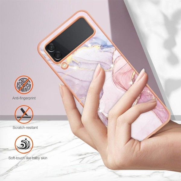 Marble Samsung Galaxy Z Flip4 Suojakotelo - Rose Kulta Marble Pink