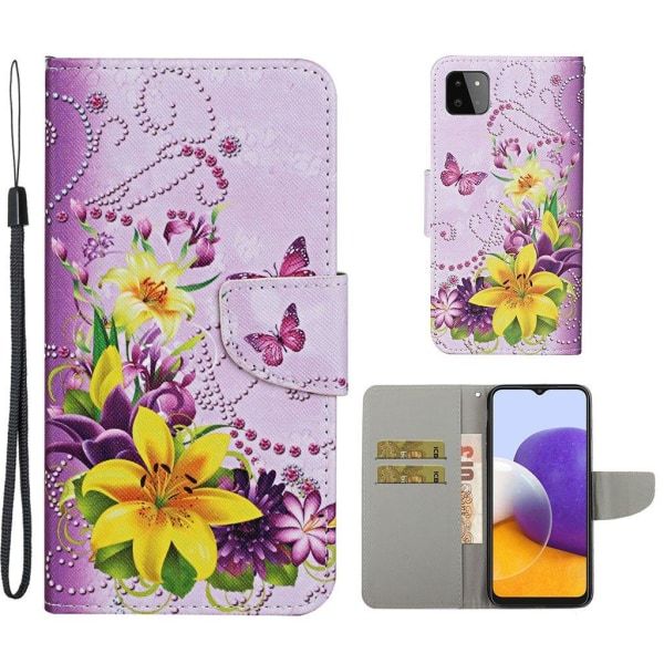 Wonderland Samsung Galaxy A22 5G Flip etui - Gul blomst Multicolor