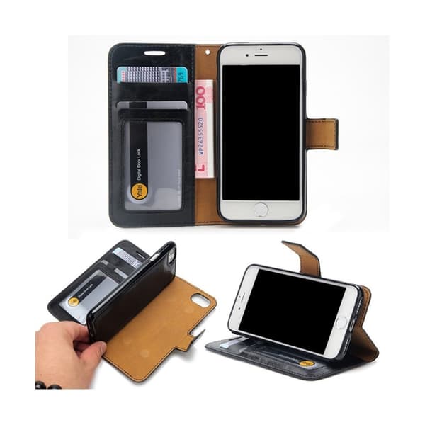 Stauning Phone 7 Plus / 8 Plus Irrotettava Joustava Nahkakotelo - Musta Black