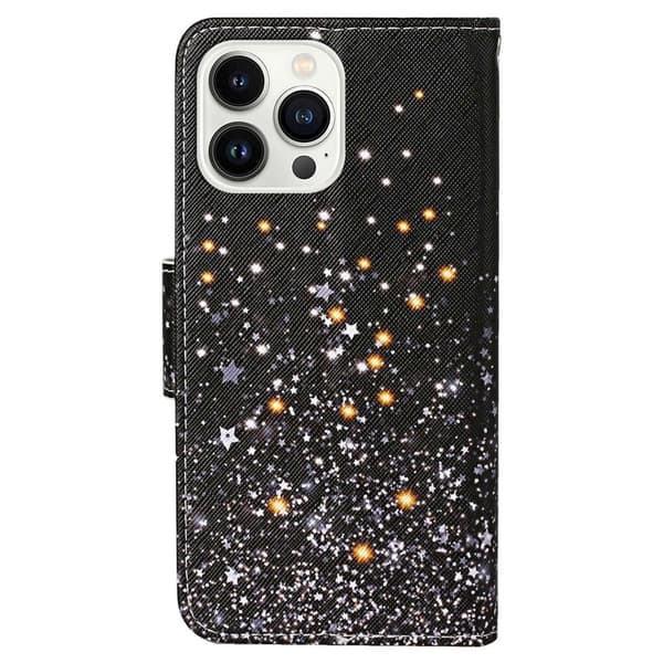 Wonderland iPhone 14 Pro Max flip etui - Knuste Stjerner Black