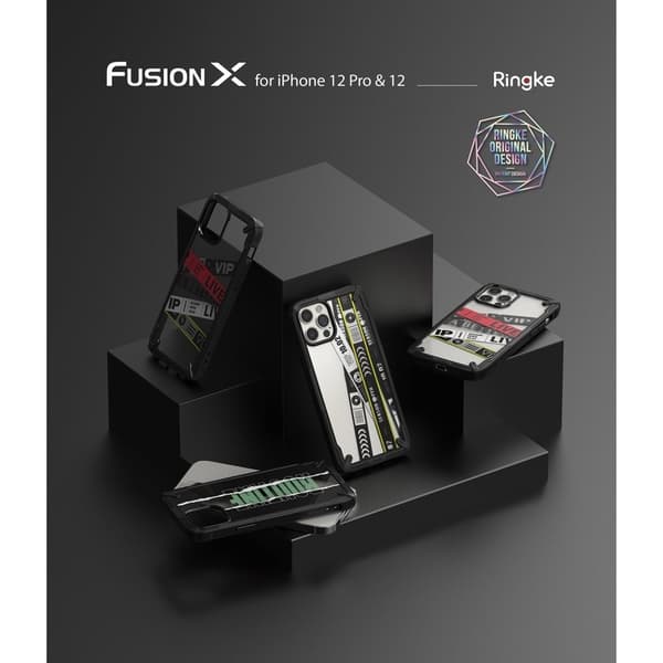 Ringke FUSION X DESIGN - iPhone 12 / 12 Pro - Biljettband Svart