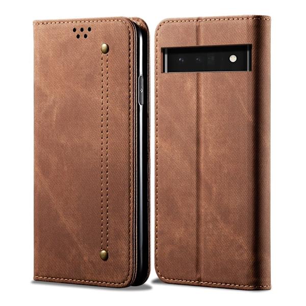 Jeans Google Pixel 6 Flip Etui - Kaffe Brown