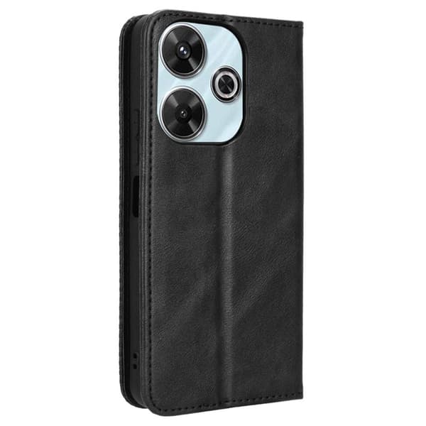 Bofink Vintage Xiaomi Redmi Note 13 4G / 5G / Xiaomi Poco M6 lærveske - Svart Black