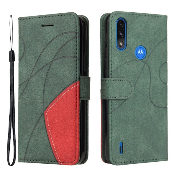 Tekstureret Læder Etui med Strop TilMotorola Moto E7i Power / E7 Power - Grøn Green