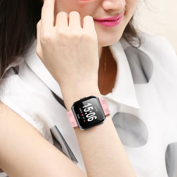 Fitbit Versa justerbar erstatnings urrem i blødt hult silikone - Lyserød Pink