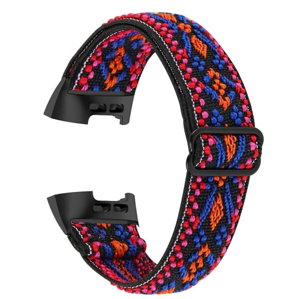 Fitbit Charge 4 / 3 elastisk nylonrem med mönster - Orange Rosa multifärg