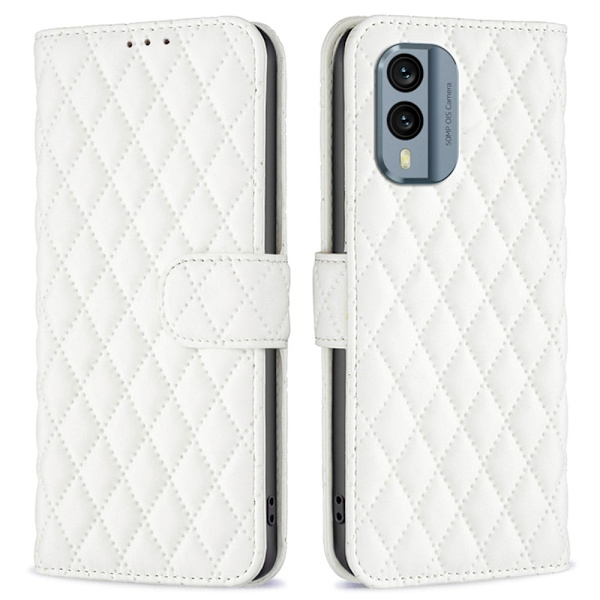 Rombemønster, matt flip-deksel for Nokia X30 - Hvit White