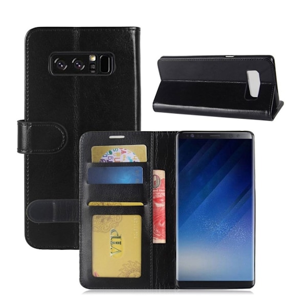 Samsung Galaxy Note 8 Læder etui med indbygget pung - Sort Black