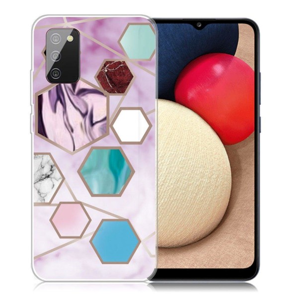 Marble design Samsung Galaxy A02s (166mm) kotelot - Kuusikulmion Palasia Violetti Multicolor