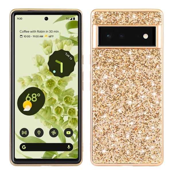Glitter Google Pixel 6 Pro Etui - Gull Gold