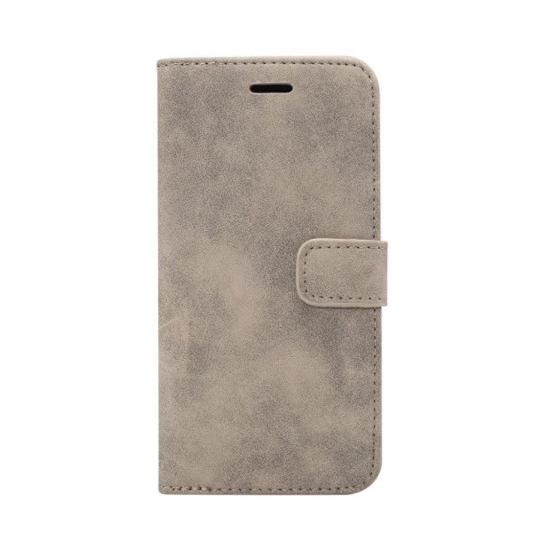 iPhone Xs Max læder flip cover i retrostil - Grå Silver grey