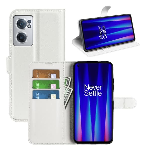 Klassisk OnePlus Nord CE 2 5G flip etui - Hvid White