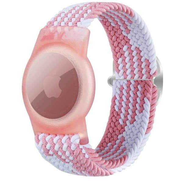 AirTags flettet håndledsrem - Lyserød / Hvid Pink