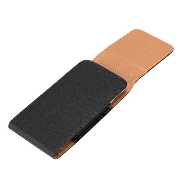 Universal litchi texture leather pouch - Size: XL Svart