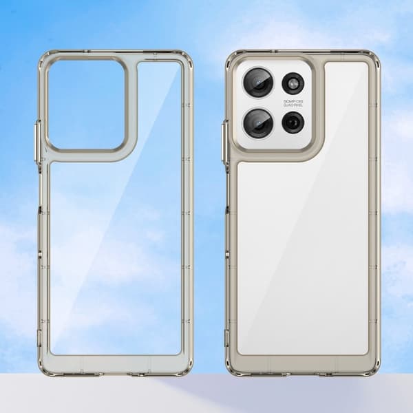 Motorola Moto G75 älykäs akryylikansi - Läpinäkyvä Harmaa Silver grey