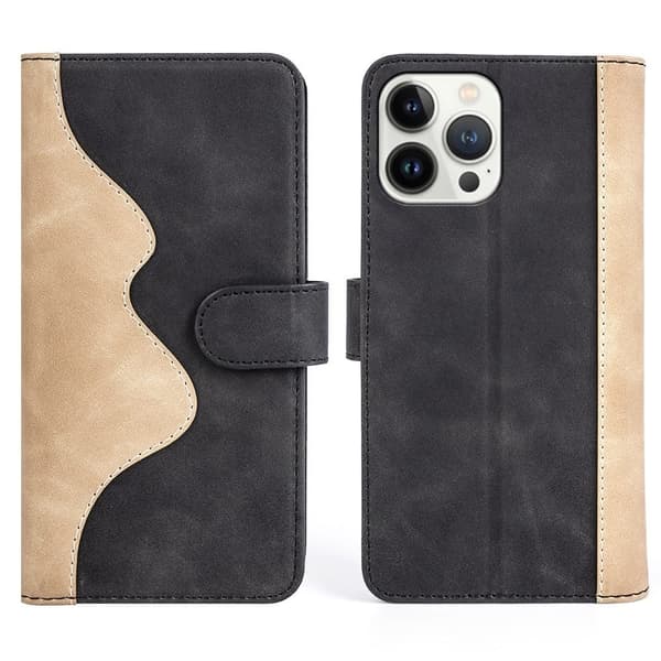 Tvåfärgat iPhone 13 Pro Max fodral i läder - Svart Svart