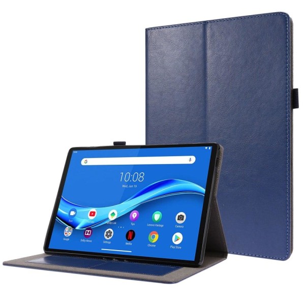 Foldable case with Lichi-texture for Lenovo Tab M10 - Blue Blue