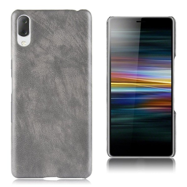 Sony Xperia L3 litchi tekstur læder etui - Grå Silver grey