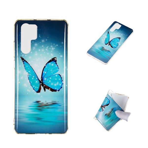 Butterfly läder Huawei P30 Pro fodral - Blå Blå
