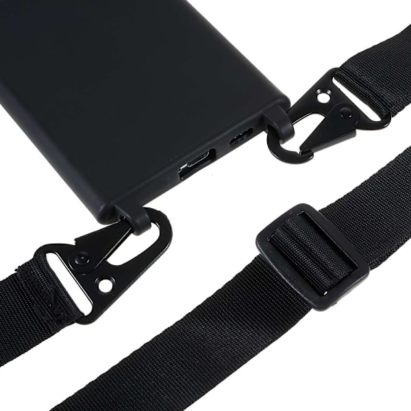Tyndt TPU-etui med mat finish og justerbar strop til Samsung Galaxy S22 Ultra - Sort Black