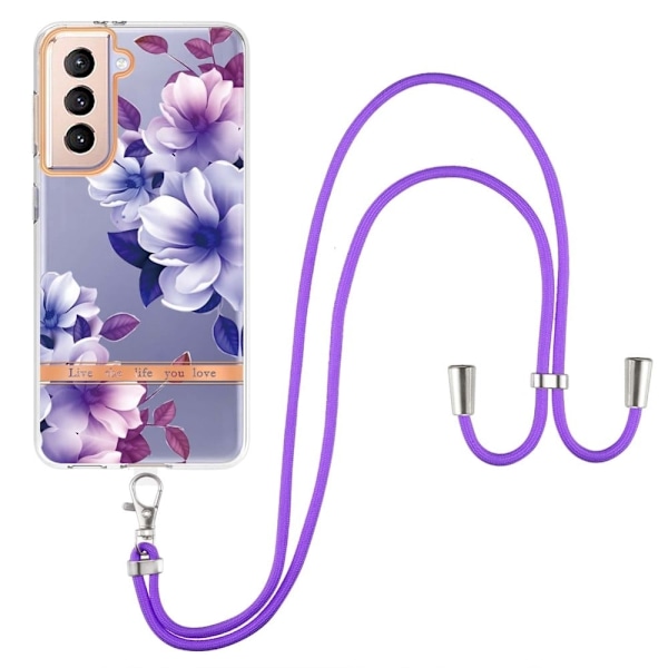Slankt og holdbart softcover med nøglesnor til Samsung Galaxy S21 Plus 5G - Lilla Begonia Purple