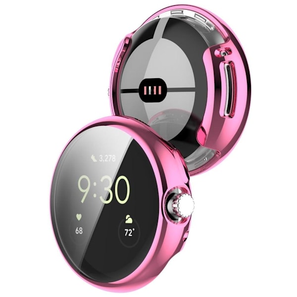 Google Pixel Watch electroplating cover with screen protector - Pink Rosa