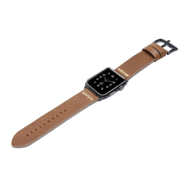 Apple Watch Series 5 40mm X-Line klockarmband i äkta läder - Mör Brun