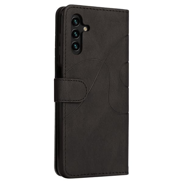 Tekstureret Samsung Galaxy A14 læderetui med rem - Sort Black