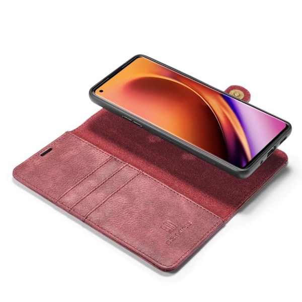 DG.MING OnePlus 8 Pro 2-in1 Wallet kotelot - Punainen Red