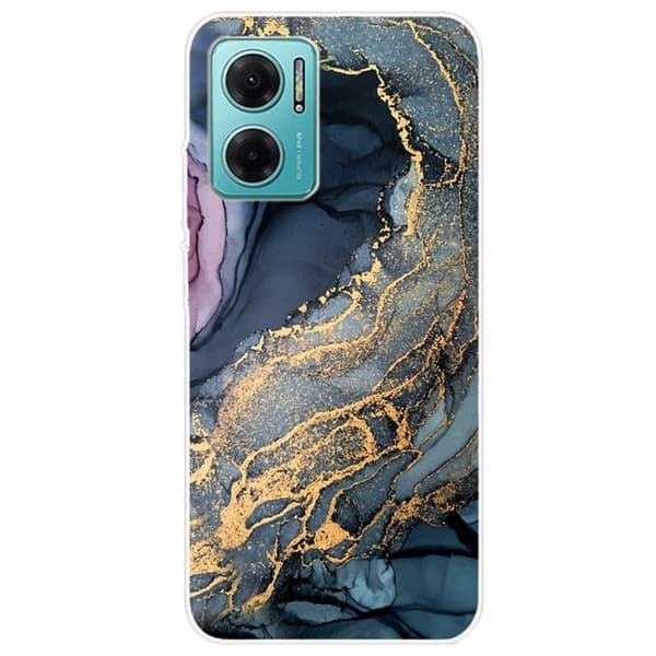Marble design Xiaomi Redmi Note 11E cover - Blå På Gylden Stænkmarmor Multicolor