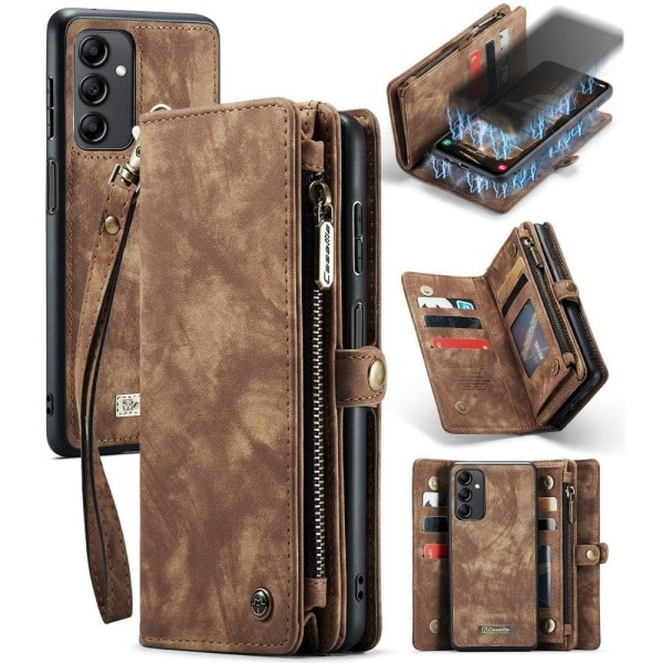 CaseMe Samsung Galaxy A14 Zipper Lompakko - Ruskea Brown