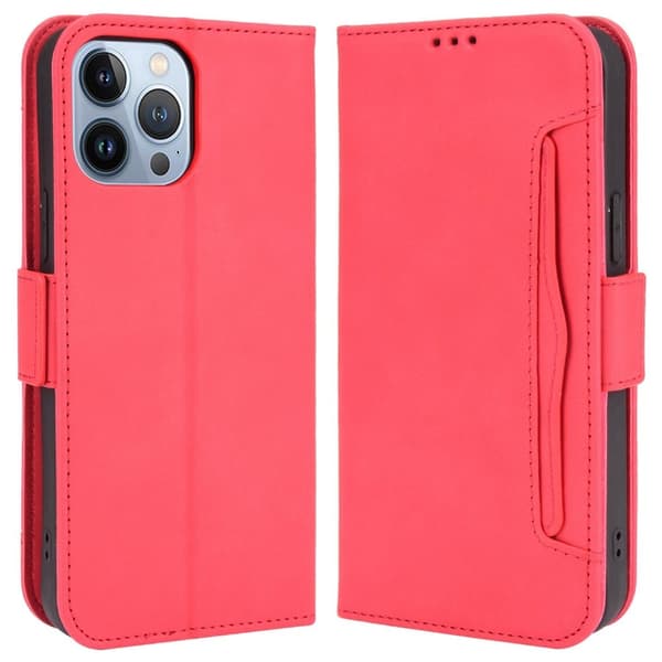Modernt iPhone 14 Pro Max fodral med plånbok - Röd Röd