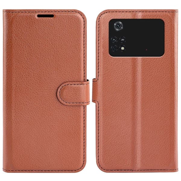 Klassisk Xiaomi Poco M4 Pro flip etui - Brun Brown