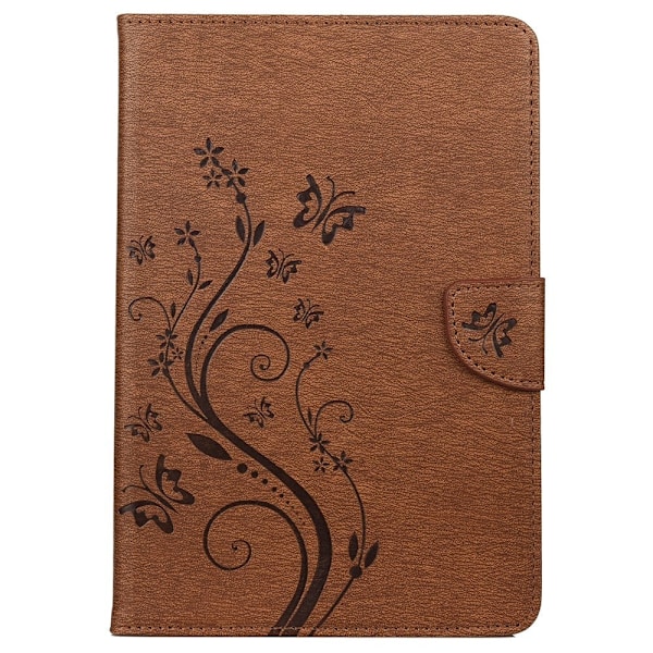 Samsung Galaxy Tab A8 10.5 (2021) läderfodral med tryck av fjärilsblomma - Brun Brun