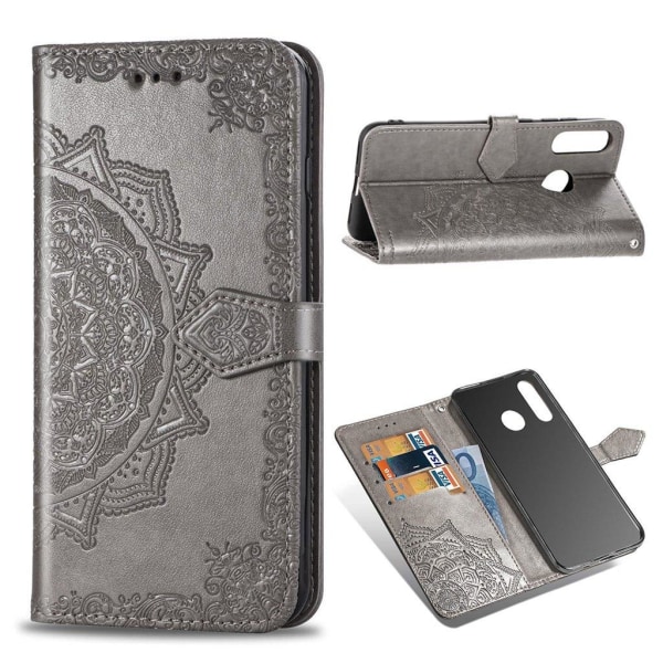 Mandala Huawei P30 Lite Flip kotelot - Harmaa Silver grey