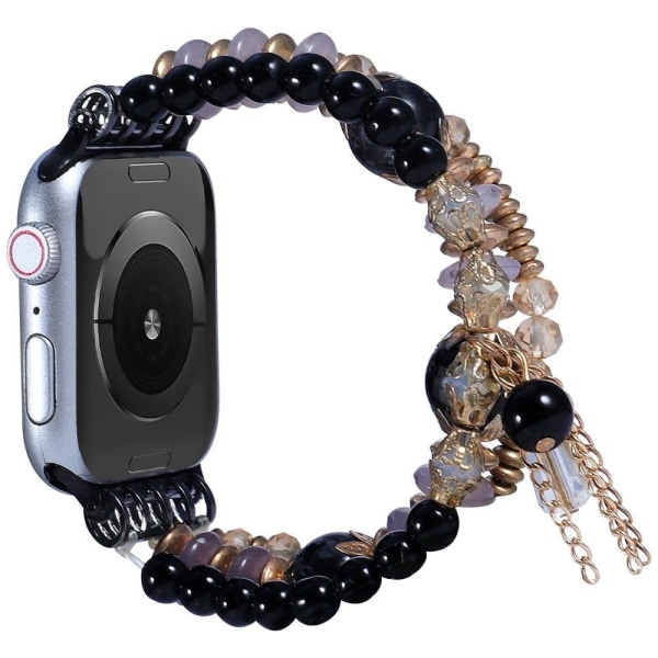 Apple Watch (45mm) fashionable agate beads watch strap - Black Black