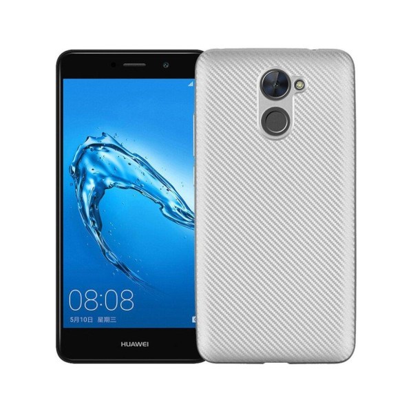 Huawei Y7 (2017) mobilskal i TPU material mjuk skyddande kolfibe Silvergrå