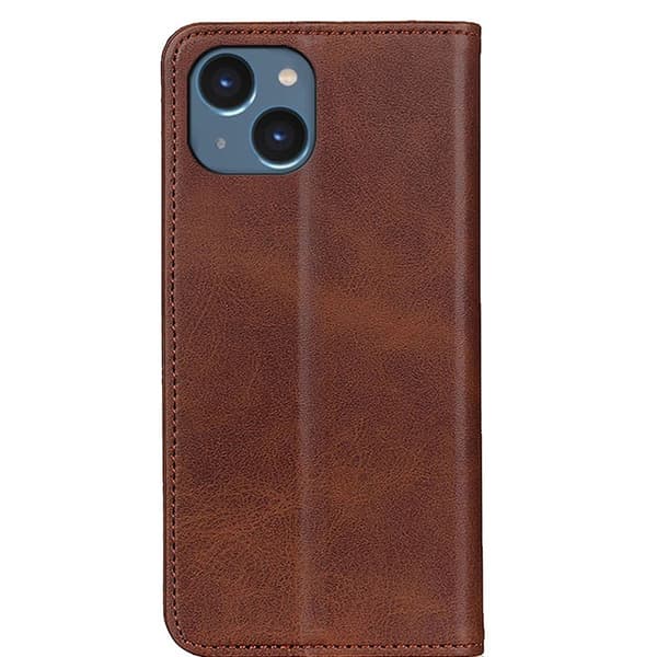 iPhone 14 lompakkokotelo, aitoa nahkaa - Kahvi Brown