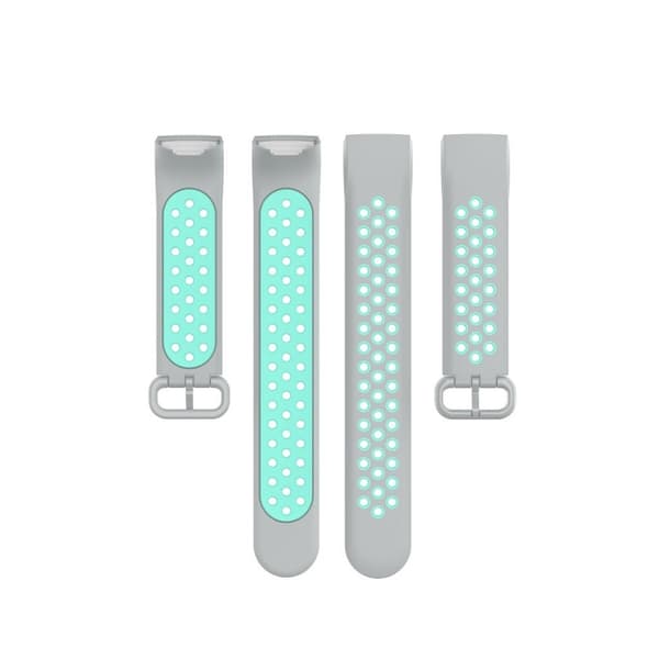 Fitbit Charge 3 / 4 tofarget silikonklokkearmbånd - Grå / Cyan Silver grey
